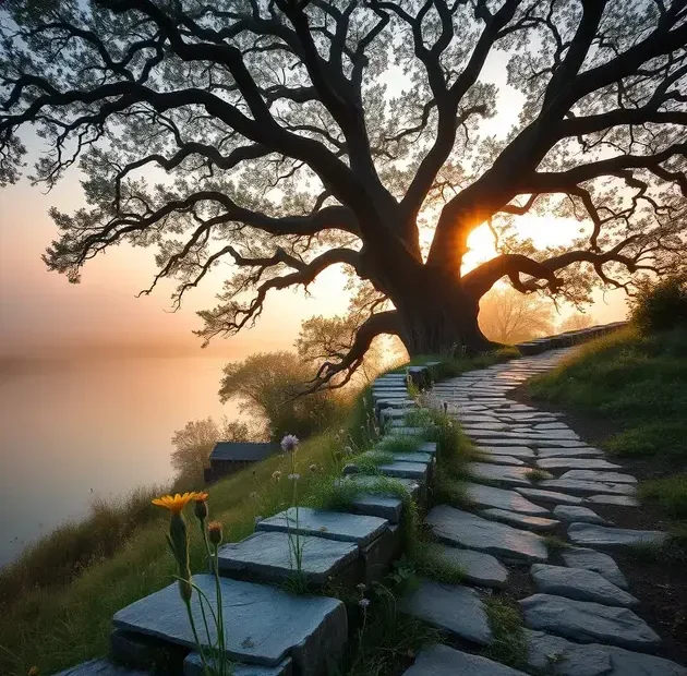 Uma cena ultra-realista de um clareira florestal tranquila ao amanhecer, onde a luz do sol filtra através da densa copa das árvores, criando um mosaico de luz e sombra sobre o solo macio e musgoso. Um riacho sereno flui suavemente pela cena, com suas águas cristalinas refletindo as cores vibrantes das flores silvestres ao redor. Ao fundo, imponentes árvores ancestrais com folhagem verde exuberante erguem-se majestosas, seus troncos retorcidos cobertos por manchas de musgo suave. Uma família de veados se aproxima cautelosamente da margem da água, adicionando um toque de vida à paisagem serena. A atmosfera é pacífica, com o som suave das folhas ao vento e o canto dos pássaros, capturada com uma câmera full-frame usando uma lente 24-70mm em f/2.8, garantindo detalhes nítidos e um fundo suavemente desfocado, otimizado para cores vibrantes e iluminação natural. Esta imagem reflete a essência de renovação e fé, como descrito nos 'Salmos: Frases Fortes de Deus que Transformam sua Vida e Aumentam sua Fé'.