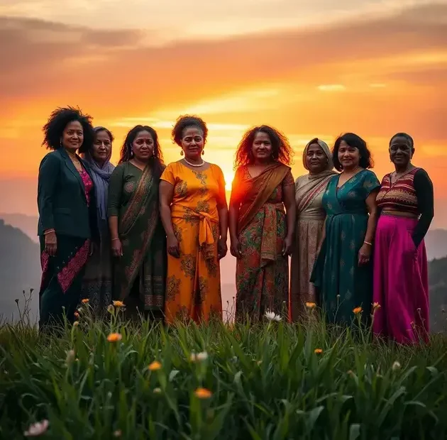 Uma mulher poderosa se encontra confiantemente no pico de uma montanha ao amanhecer, cercada por vistas panorâmicas deslumbrantes de vales e montanhas distantes. O cenário a captura em um traje elegante e fluido que se move suavemente na brisa da manhã. Raízes de sol douradas iluminam seu rosto, destacando sua expressão determinada. O ar é nítido, e as cores vibrantes da aurora se misturam perfeitamente com o profundo céu azul. A imagem em alta resolução, capturada com uma câmera DSLR (f/1.8, 85mm), revela detalhes intrincados de seu vestuário e a paisagem acidentada. A profundidade de campo cria um fundo onírico que enfatiza sua força e determinação neste ambiente sereno, mas empoderador. Esta cena é um convite para 'Descubra Frases de Mulheres Poderosas que Vão Elevar Sua Força Interior'.