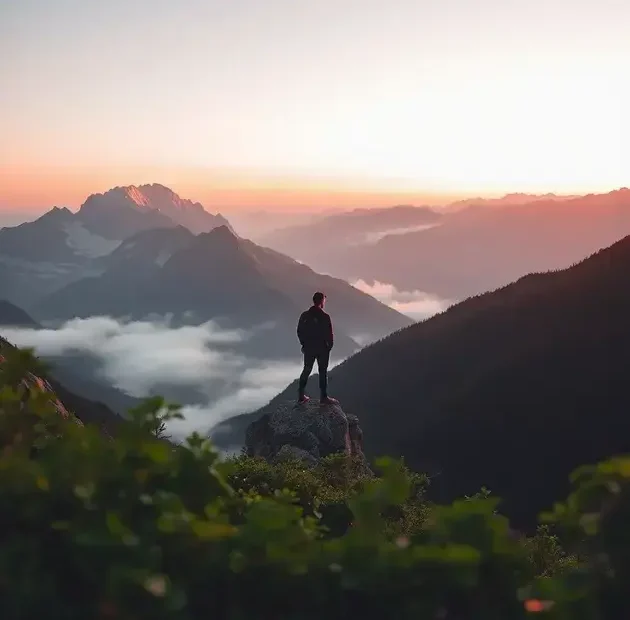Uma paisagem serena retratando um farol solitário ergue-se imponente em um penhasco acidentado, com vista para um mar tempestuoso. Capturada com uma Canon EOS R5 usando uma lente de 35mm em f/4, a imagem destaca os detalhes intricados das paredes de pedra desgastadas, enquanto ondas quebram dramaticamente em sua base. Nuvens escuras se agitam acima, iluminadas por flashes ocasionais de relâmpagos, enquanto raios suaves de sol rompem, criando um contraste marcante na iluminação. A cena evoca uma sensação de resiliência e força diante dos elementos, refletindo o poder da natureza, simbolizando a frase "Fortaleça sua Mente".
