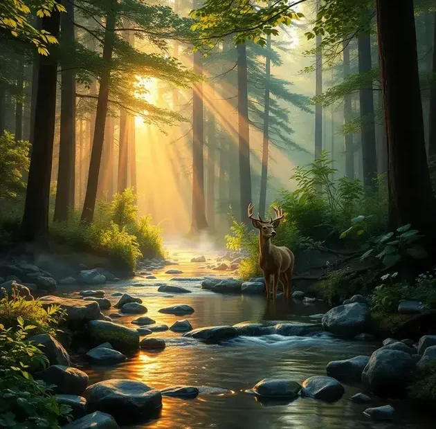 Uma cena ultra-realista de uma paisagem montanhesa serena ao amanhecer, apresentando um lago calmo refletindo os vibrantes tons de laranja e rosa do céu. No primeiro plano, uma cruz de madeira envelhecida está ao lado de um caminho estreito e sinuoso, adornado com flores silvestres em plena floração, cujas cores vívidas contrastam com os tons terrosos. Árvores de pinho imponentes emolduram a cena, projetando longas sombras sobre o caminho enquanto a primeira luz do dia começa a iluminar os arredores. O ar é fresco e claro, com uma suave névoa subindo da superfície da água. Capturada com uma Canon EOS R5 usando uma lente 24-70mm a f/4, a profundidade de campo realça os detalhes das flores e a textura da cruz, simbolizando a esperança e a fé que rejuvenescem diante dos desafios.